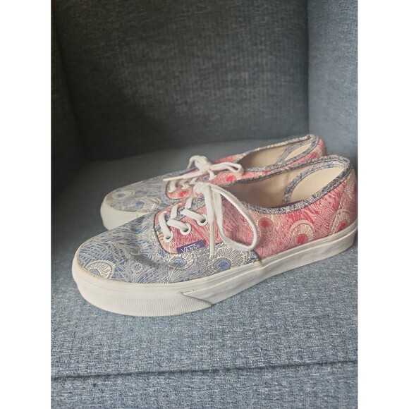 Vans Old Skool Skater Shoes Red & Blue Print Women's 5.5 - Picture 2 of 11